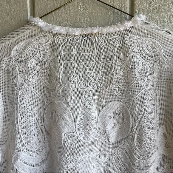 Kobi Halperin Sheer Lace Embroidered Tunic — Ivory (Size S) - Picture 6 of 8